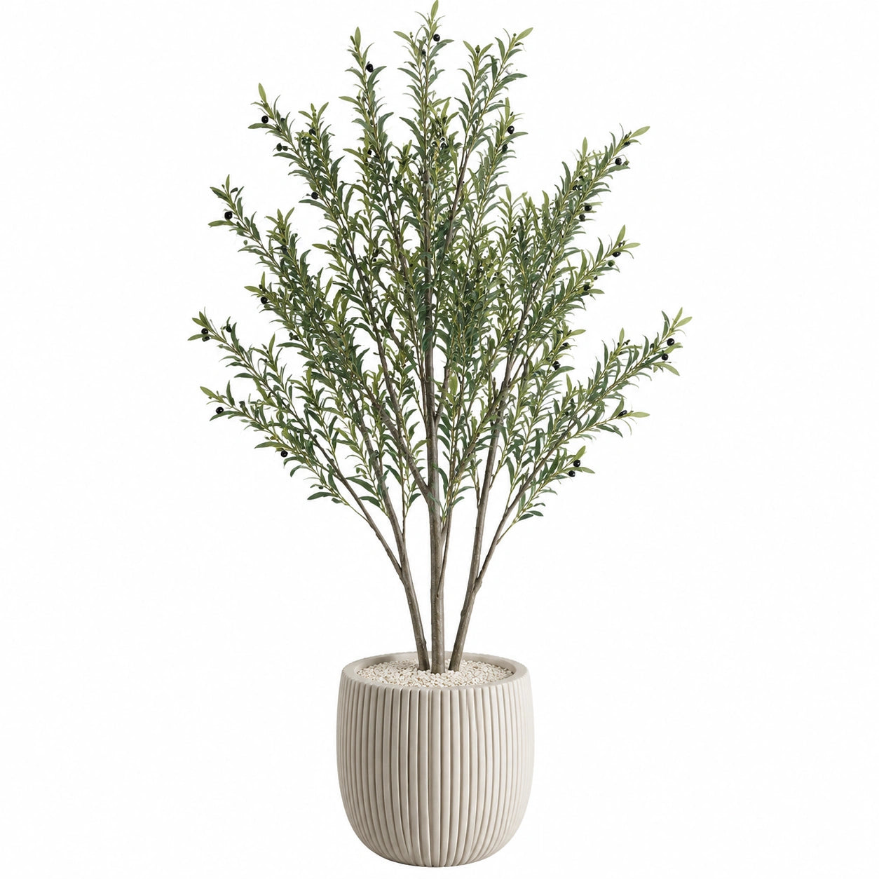 Arbre artificiel olivier 180 cm vert avec pot nervuré décoratif intérieur