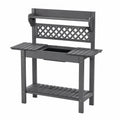 Table de jardinage 117 cm en bois gris avec bac amovible et étagère