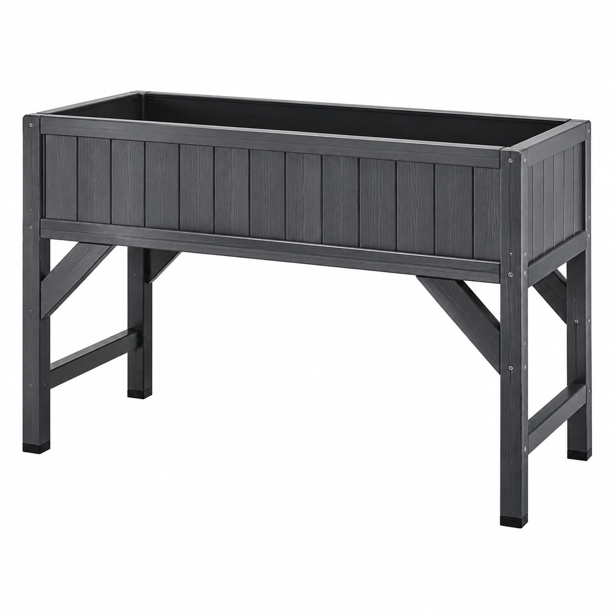 Jardinière surélevée 120 x 60 x 80 cm en plastique noir pour potager sur pieds