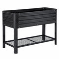 Jardinière surélevée 120 x 60 x 80 cm en acier noir avec étagère de rangement