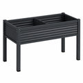 Jardinière surélevée 120 x 60 x 80 cm en acier noir avec bac compartimenté pour extérieur