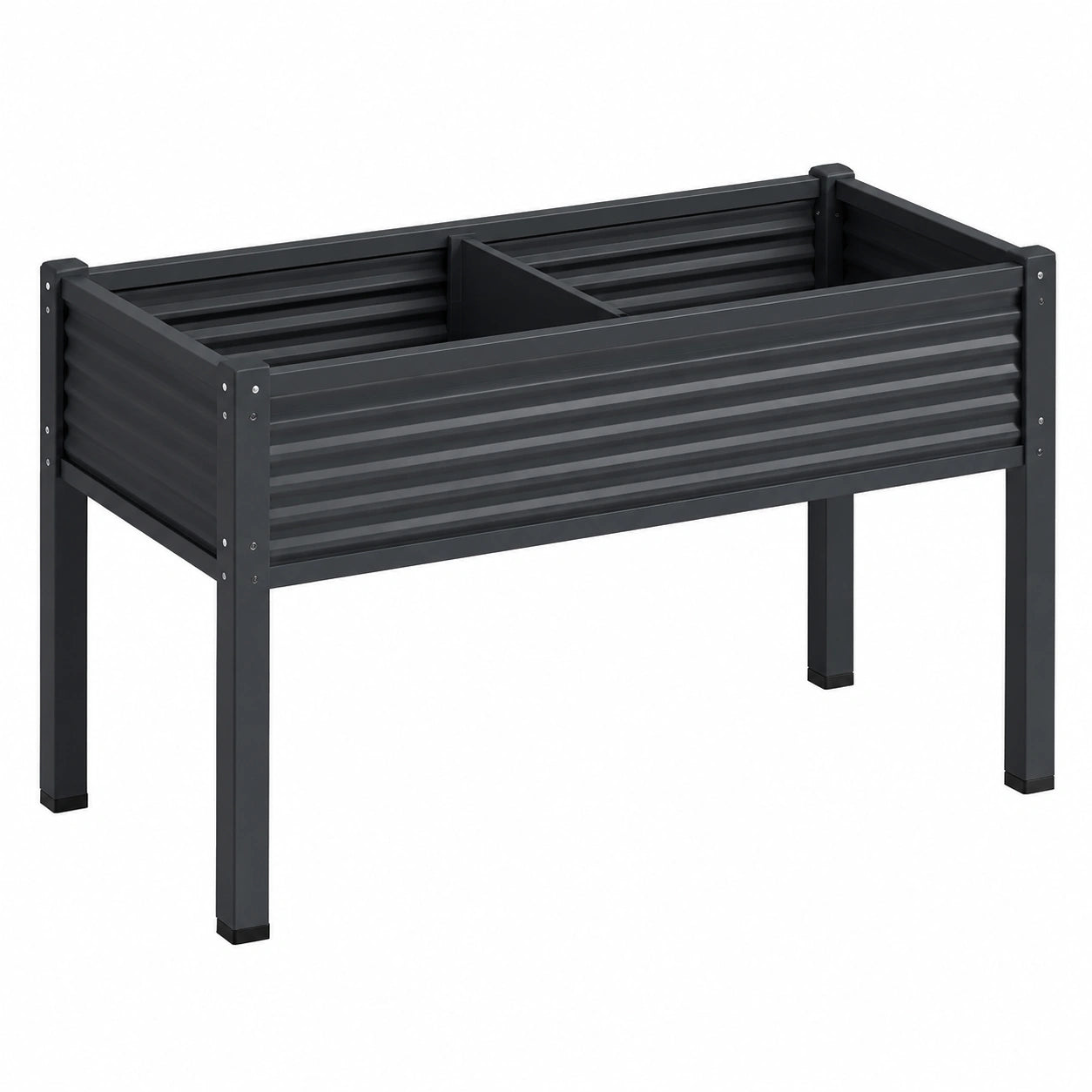 Jardinière surélevée 120 x 60 x 80 cm en acier noir avec bac compartimenté pour extérieur