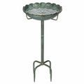 Bain d’oiseaux sur pied 48 cm en métal vert pour jardin décoratif