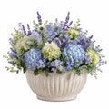 Plante artificielle en pot 50 cm fleurs bleu vert blanc décoration intérieure