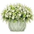 Plante fleurie artificielle en pot 42 cm blanc vert en céramique décorative
