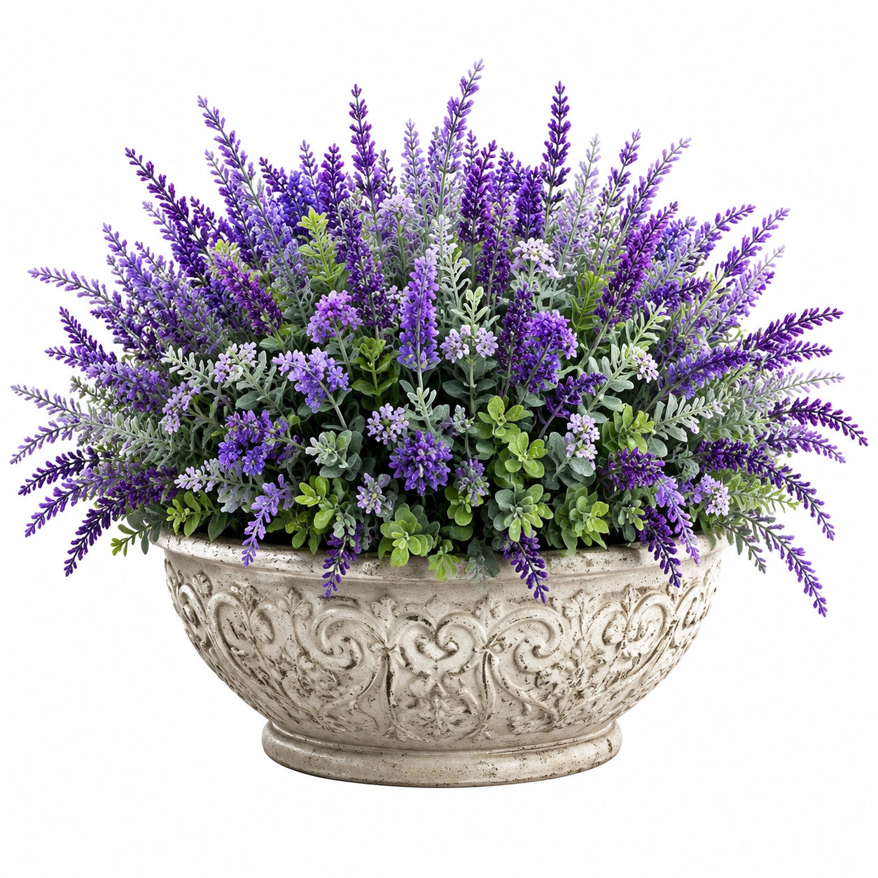 Plante artificielle en pot 45 cm lavande violette feuillage vert style décoratif