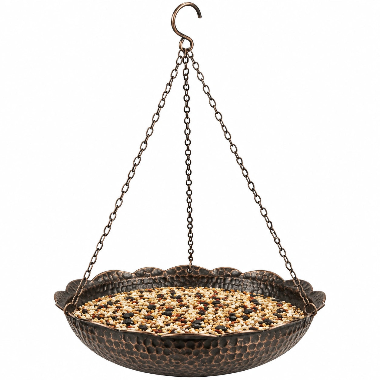 Mangeoire à oiseaux suspendue 30 cm en métal brun style rustique