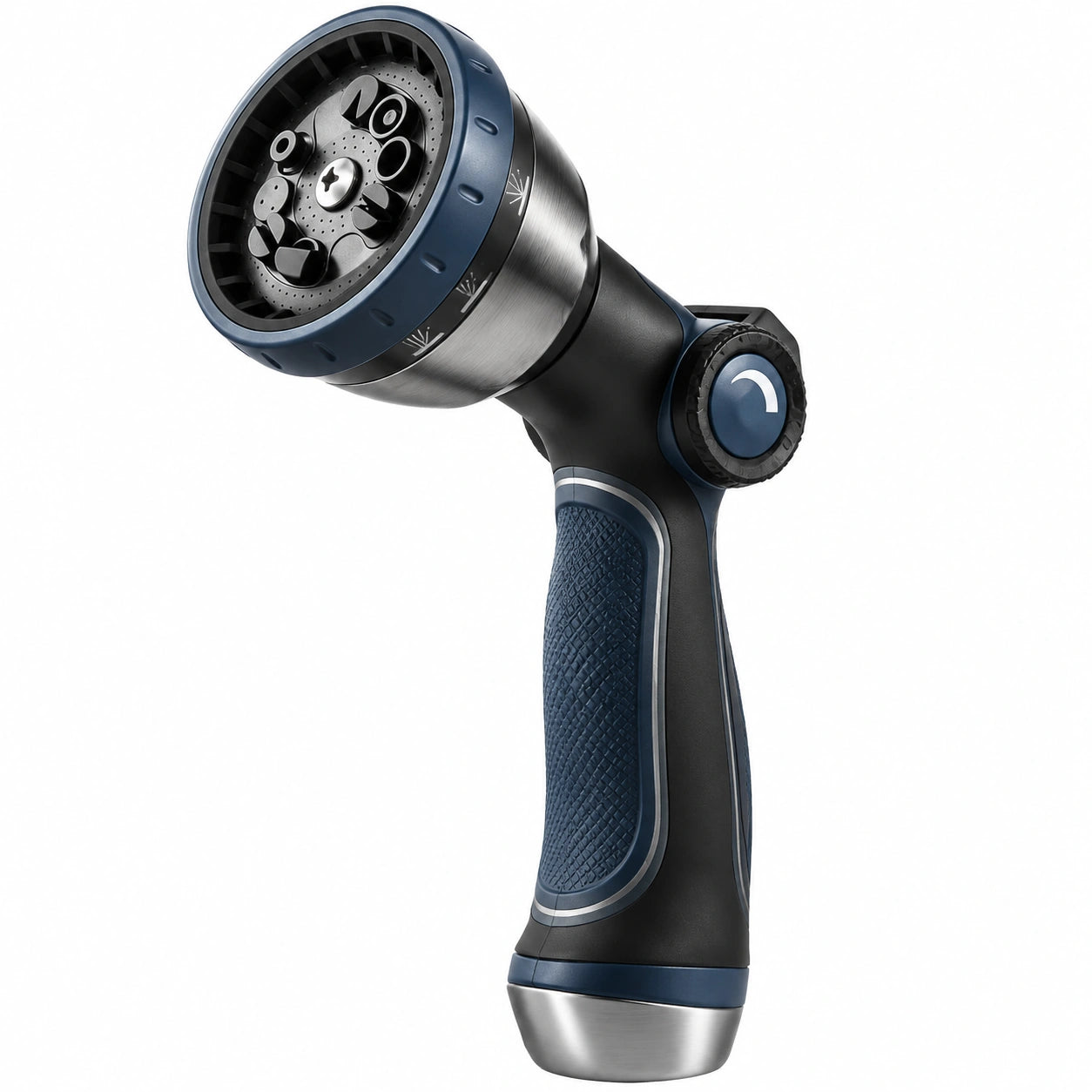 Pistolet d'arrosage 21 cm en plastique et métal bleu noir à jets réglables