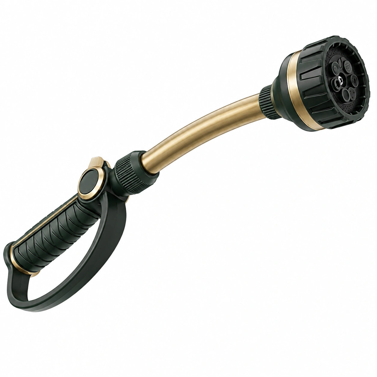 Pistolet d'arrosage 45 cm en métal et plastique noir doré à jet réglable