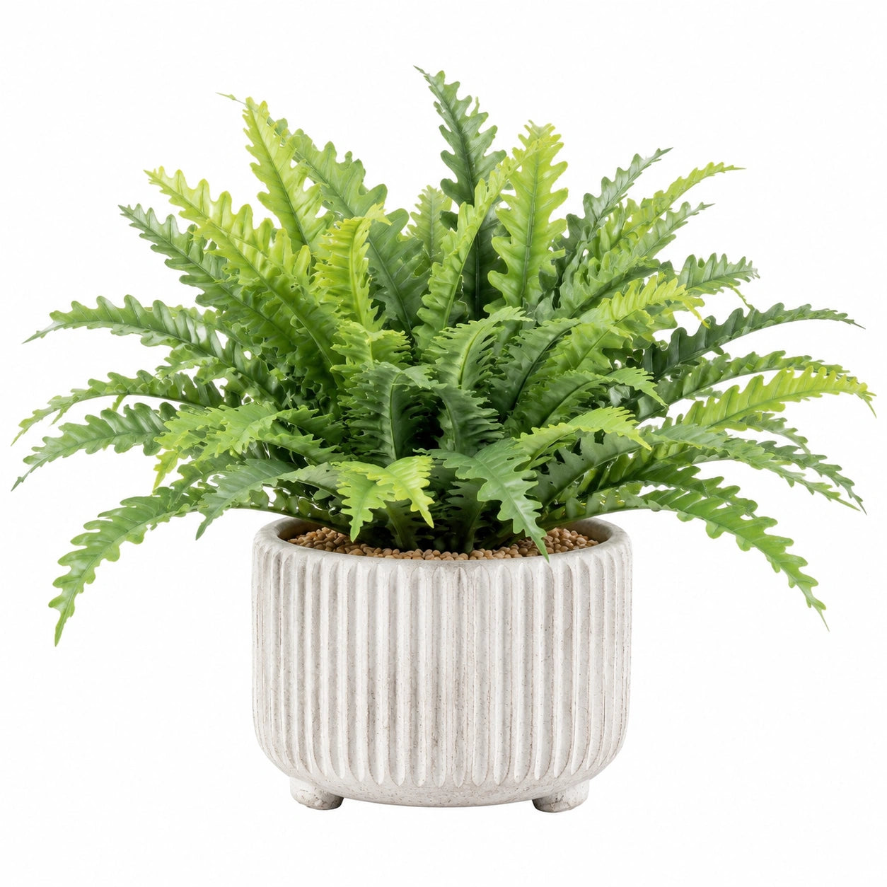 Plante artificielle fougère 65 cm en plastique vert avec pot en céramique pour intérieur