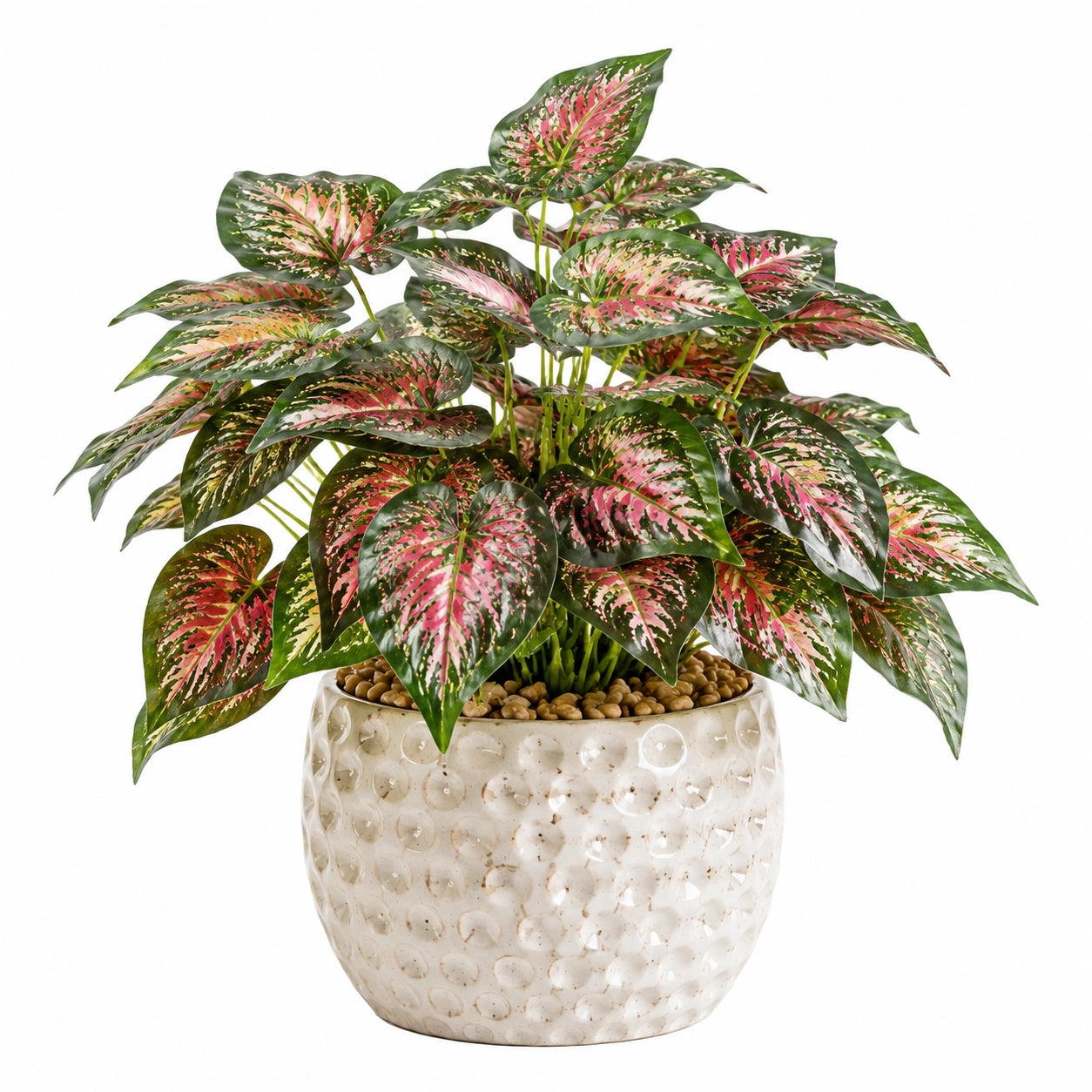 Plante artificielle en pot 50 cm feuillage vert rose décoratif