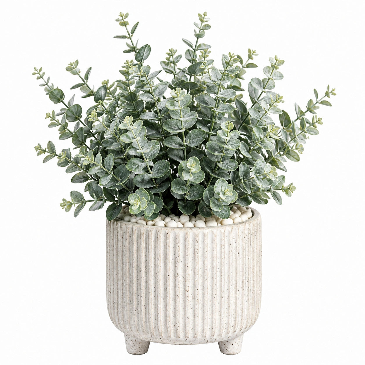 Plante artificielle en pot 60 cm feuillage d’eucalyptus vert en céramique décorative