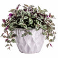Plante artificielle retombante 35 cm feuillage plastique vert violet pot céramique décoratif